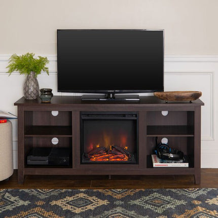 64" Rustic Farmhouse TV Stand with Inbuilt Fireplace - Outlet Online UK
