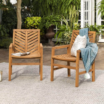 Solid Wood Outdoor Chair 2pk - Outlet Online UK