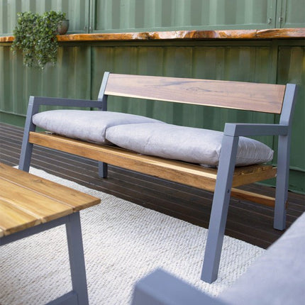 Tramontina Teak & Fabric 2 Seater Outdoor Bench - Outlet Online UK