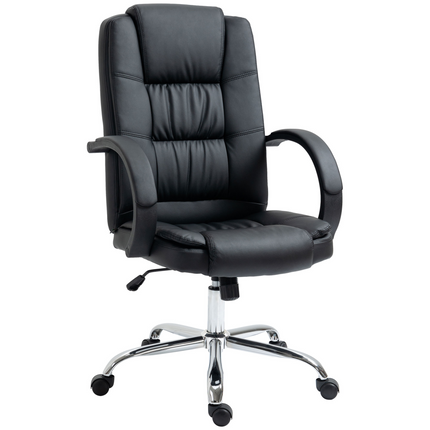 Vinsetto High Back Executive Office Chair, PU Leather Swivel Chair with Padded Armrests, Adjustable Height, Tilt Function, Black