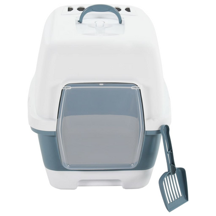 vidaXL Cat Litter Tray with Cover White and Blue 58x45x48 cm PP