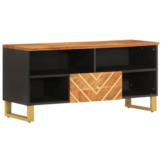 TV Cabinet Brown and Black Solid Wood Mango