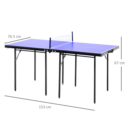 HOMCOM Folding 5ft Mini Compact Table Tennis Top Ping Pong Table Set Professional Net Games Sports Training Play Blue - Outlet Online UK