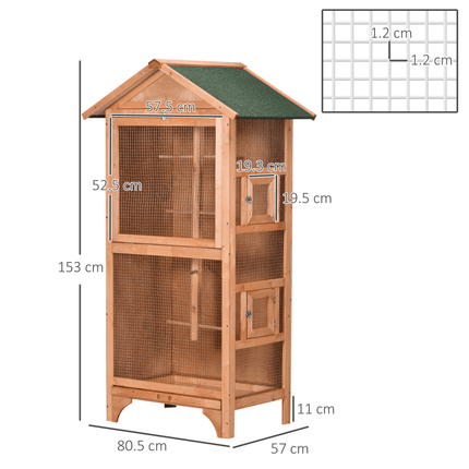 PawHut Wooden Bird Aviary Outdoor Bird Cage for Finch, Canary w/ Removable Tray, Asphalt Roof - Orange - Outlet Online UK