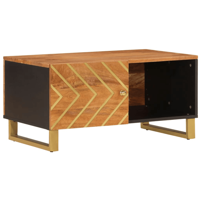 Coffee Table Brown and Black Solid Wood Mango - Outlet Online UK