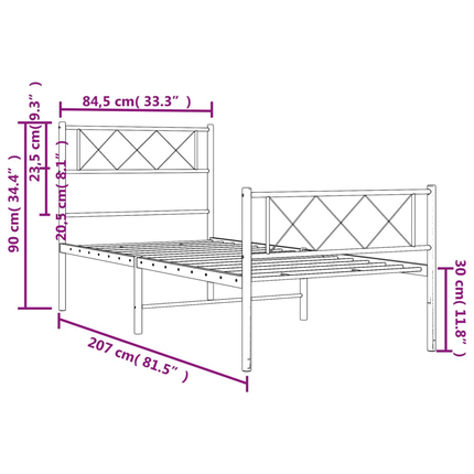 Metal Bed Frame with Headboard and Footboard Black - Outlet Online UK