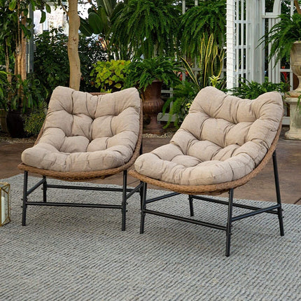 Indoor/Outdoor Rattan Scoop Chair Set of 2 - Outlet Online UK