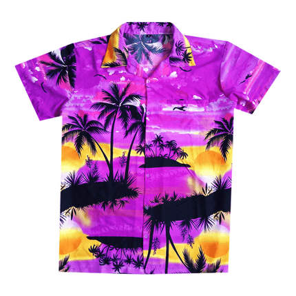 Men's Hawaiian Button Down Shirt Palm Purple XL - Outlet Online UK