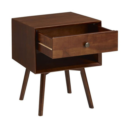 Mid-Century 1 Drawer Solid Wood Bedside Table - Outlet Online UK
