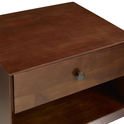 Mid-Century 1 Drawer Solid Wood Bedside Table - Outlet Online UK