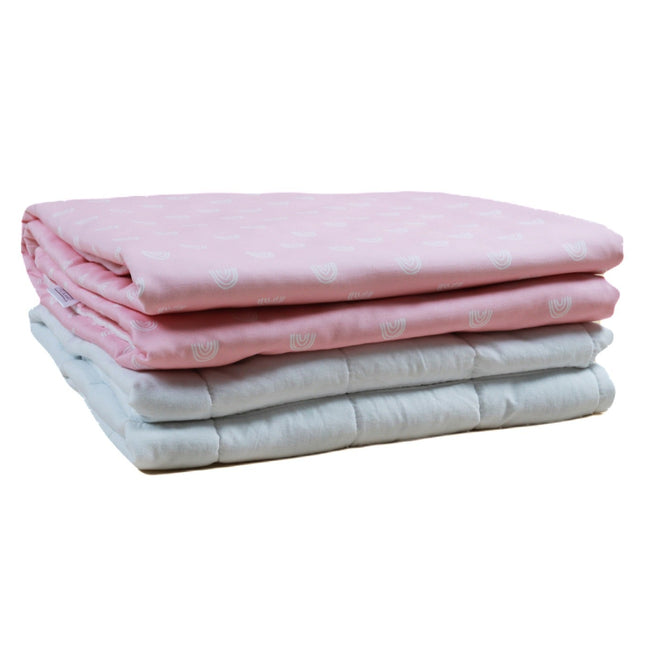 The Little Blanket Shop Toddlers Weighted Blanket - Pink Rainbow - Outlet Online UK